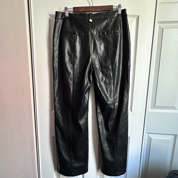 Marc New York by Andrew Marc Womens Sz 10 Black Faux Leather Pants Straight Leg - Picture 2 of 9
